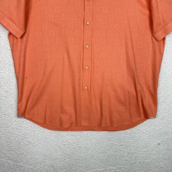 Robert Graham Mens 3XL Oranged Tailored Fit Button Up Shirt Short Sleeve Modern - Picture 3 of 15